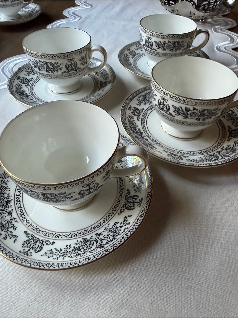 Wedgwood Columbia Black footed cup and saucer
